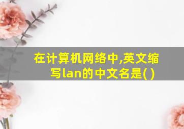 在计算机网络中,英文缩写lan的中文名是( )